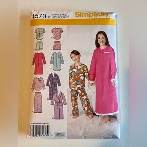 Simplicity Pattern 1570 Girls/Boys Lounge Wear - Sizes 3,4,5,6